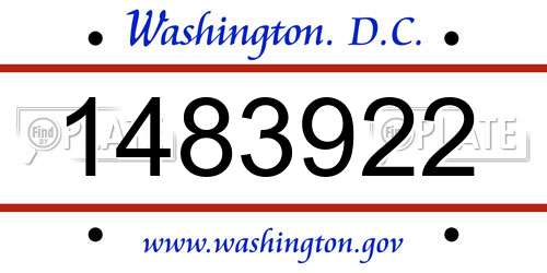 1483922 District Of Columbia License Plate