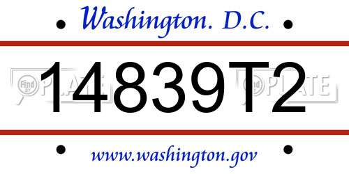 14839T2 District Of Columbia License Plate
