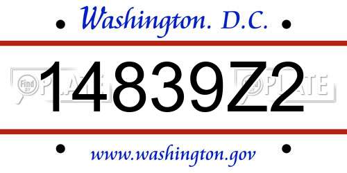 14839Z2 District Of Columbia License Plate