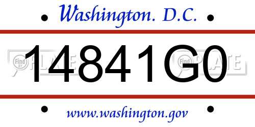 14841G0 District Of Columbia License Plate