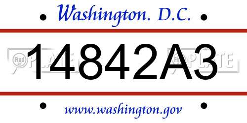 14842A3 District Of Columbia License Plate