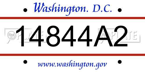 14844A2 District Of Columbia License Plate