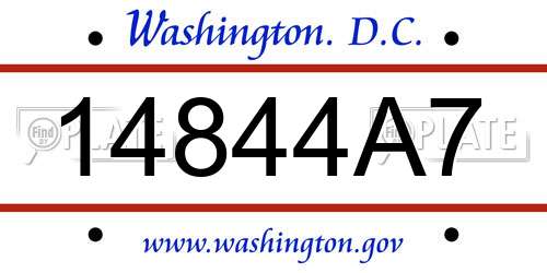 14844A7 District Of Columbia License Plate