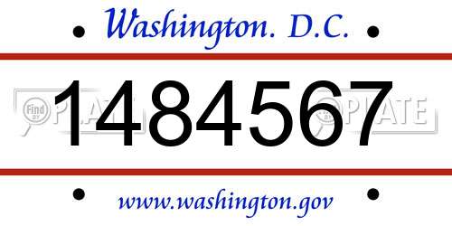 1484567 District Of Columbia License Plate