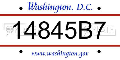 14845B7 District Of Columbia License Plate