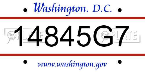14845G7 District Of Columbia License Plate