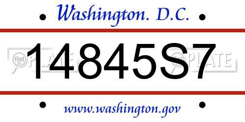 14845S7 District Of Columbia License Plate