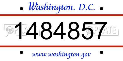 1484857 District Of Columbia License Plate