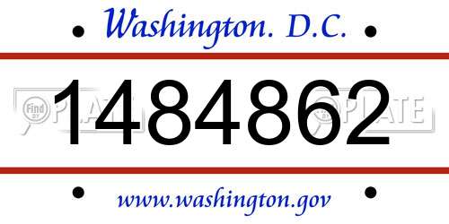 1484862 District Of Columbia License Plate