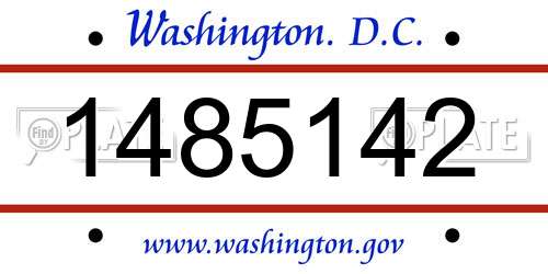 1485142 District Of Columbia License Plate