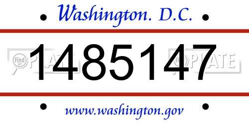 1485147 District Of Columbia License Plate