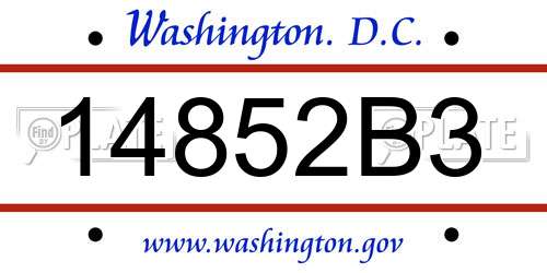 14852B3 District Of Columbia License Plate