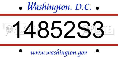 14852S3 District Of Columbia License Plate