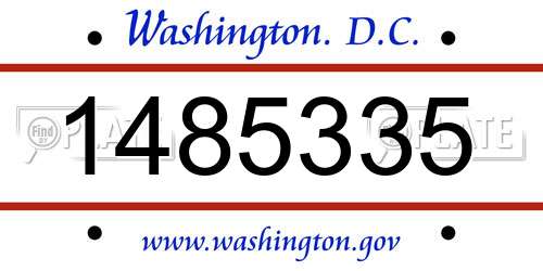 1485335 District Of Columbia License Plate