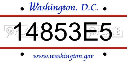 14853E5 District Of Columbia License Plate