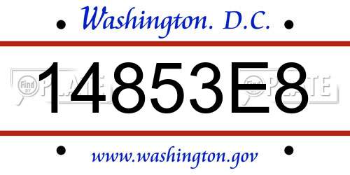 14853E8 District Of Columbia License Plate