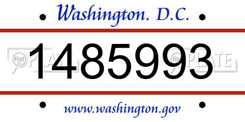 1485993 District Of Columbia License Plate