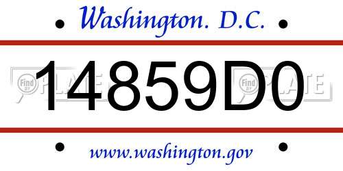 14859D0 District Of Columbia License Plate