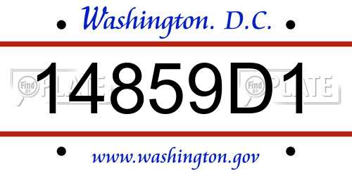 14859D1 District Of Columbia License Plate