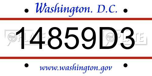 14859D3 District Of Columbia License Plate