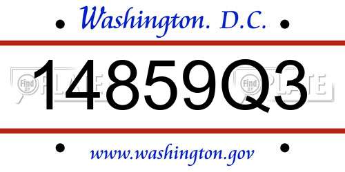 14859Q3 District Of Columbia License Plate
