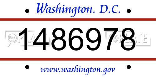 1486978 District Of Columbia License Plate