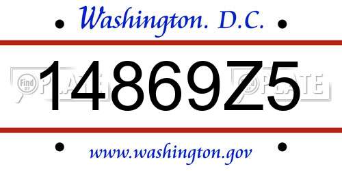 14869Z5 District Of Columbia License Plate