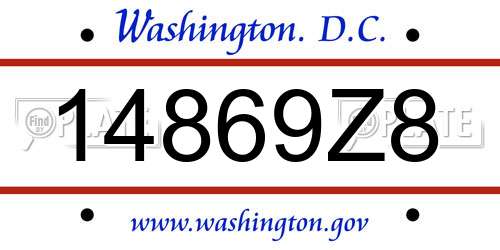 14869Z8 District Of Columbia License Plate