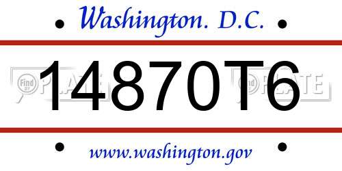 14870T6 District Of Columbia License Plate
