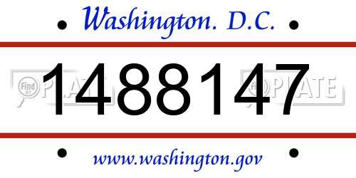 1488147 District Of Columbia License Plate