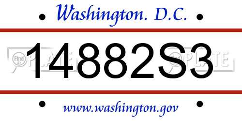 14882S3 District Of Columbia License Plate