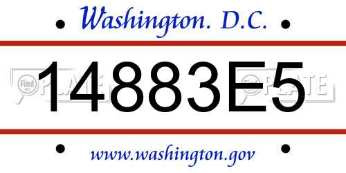 14883E5 District Of Columbia License Plate