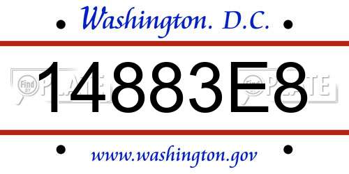 14883E8 District Of Columbia License Plate