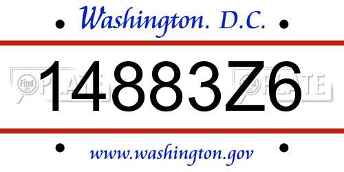14883Z6 District Of Columbia License Plate