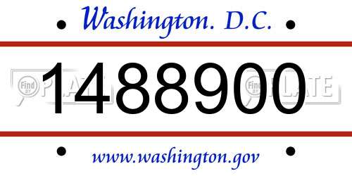 1488900 District Of Columbia License Plate