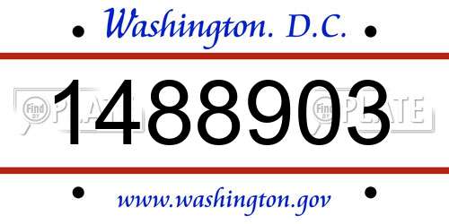 1488903 District Of Columbia License Plate