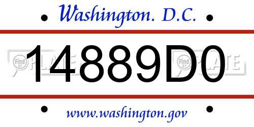 14889D0 District Of Columbia License Plate