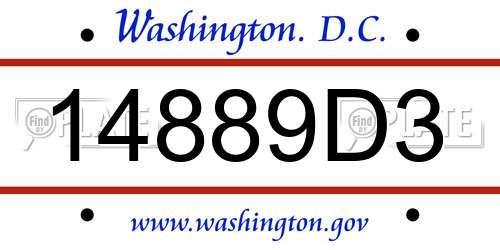14889D3 District Of Columbia License Plate
