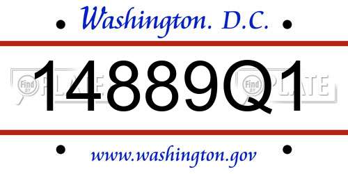 14889Q1 District Of Columbia License Plate