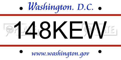 148KEW District Of Columbia License Plate