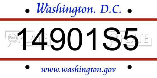 14901S5 District Of Columbia License Plate