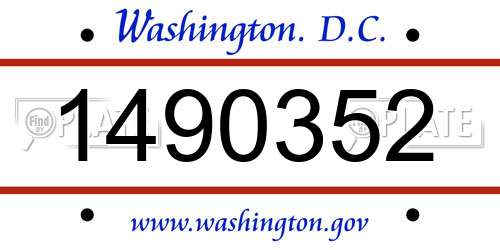 1490352 District Of Columbia License Plate