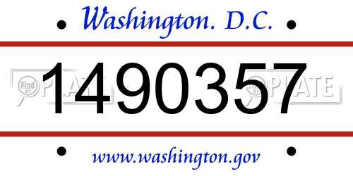 1490357 District Of Columbia License Plate
