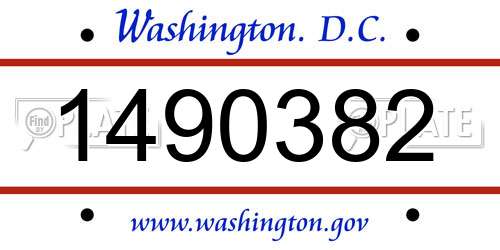 1490382 District Of Columbia License Plate
