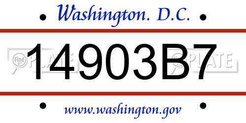 14903B7 District Of Columbia License Plate