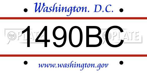 1490BC District Of Columbia License Plate