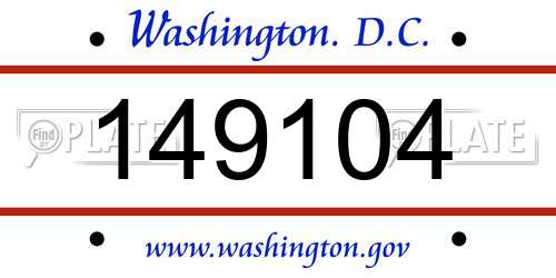 149104 District Of Columbia License Plate