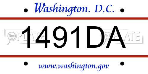 1491DA District Of Columbia License Plate