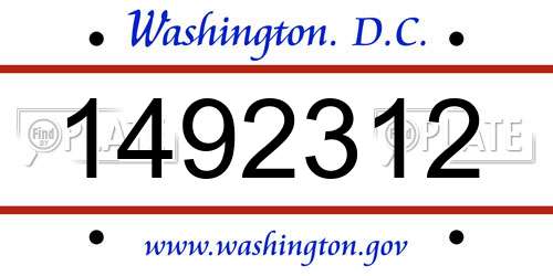 1492312 District Of Columbia License Plate