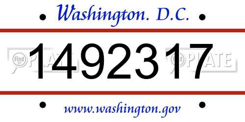 1492317 District Of Columbia License Plate